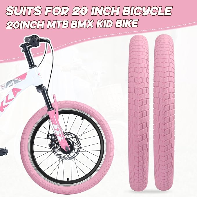 12/16/20x2.125 Bike Tires 1/2 Pack 12/16/20 Inch Kids Folding Replacement Tire/Tube Suitable for Tires 12/20x2.1 12/16/20x2. 125 12/20x2.25, Multiple Colors