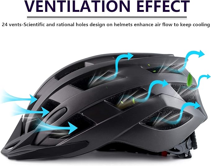 Adult Bike Helmets, Adjustable Mens Womens Bicycle Helmet, Lightweight Road Mountain Cycling Safety Sports Helmets with Detachable Visor