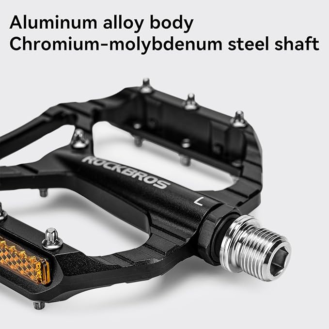 ROCKBROS Mountain Bike Pedals Aluminum 9/16" Sealed Bearing Lightweight Platform for Road Mountain BMX MTB Bike