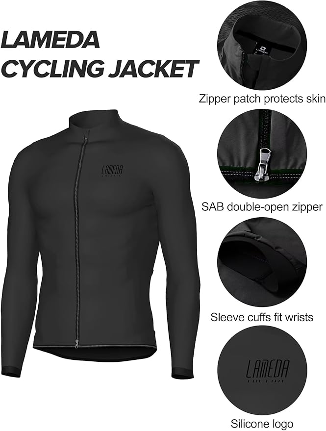 LAMEDA Cycling Jacket for Men Women, Windproof Lightweight Packable Cycling Windbreaker Bicycle Clothing Jacket