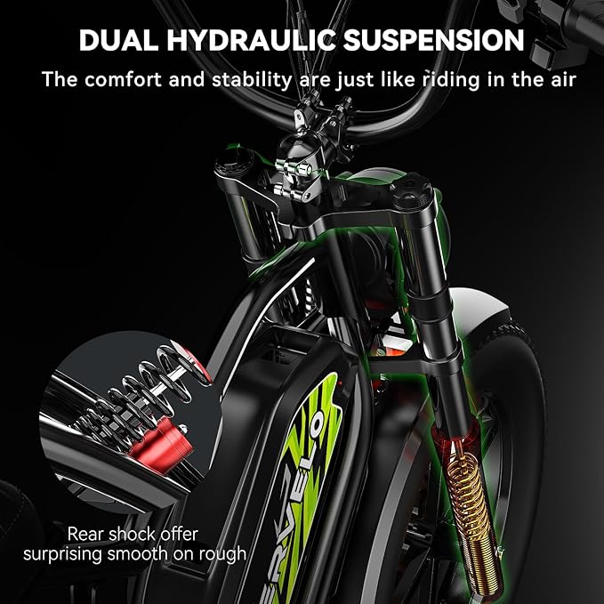 Electric Bike for Adults 1500W Peak 20" Fat Tire All-Terrain E-Bike 80 Miles 30MPH Electric Dirt Bike for Road Sand Mountain Snow - 48V 20/30AH Battery Powered Electric Motorcycle