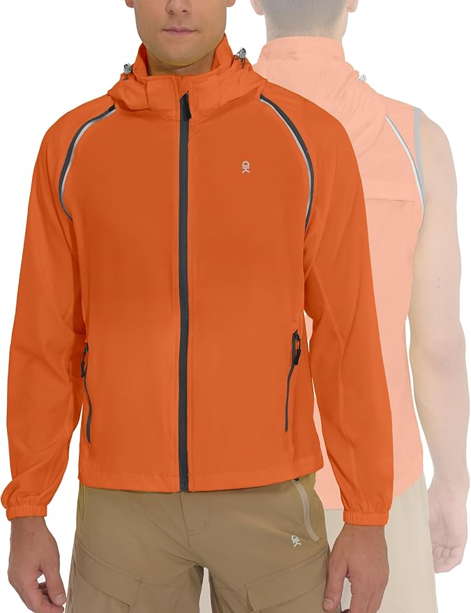 Little Donkey Andy Men's Quick-dry Running Jacket, Convertible UPF 50+ Cycling Jacket Windbreaker with Removable Sleeves