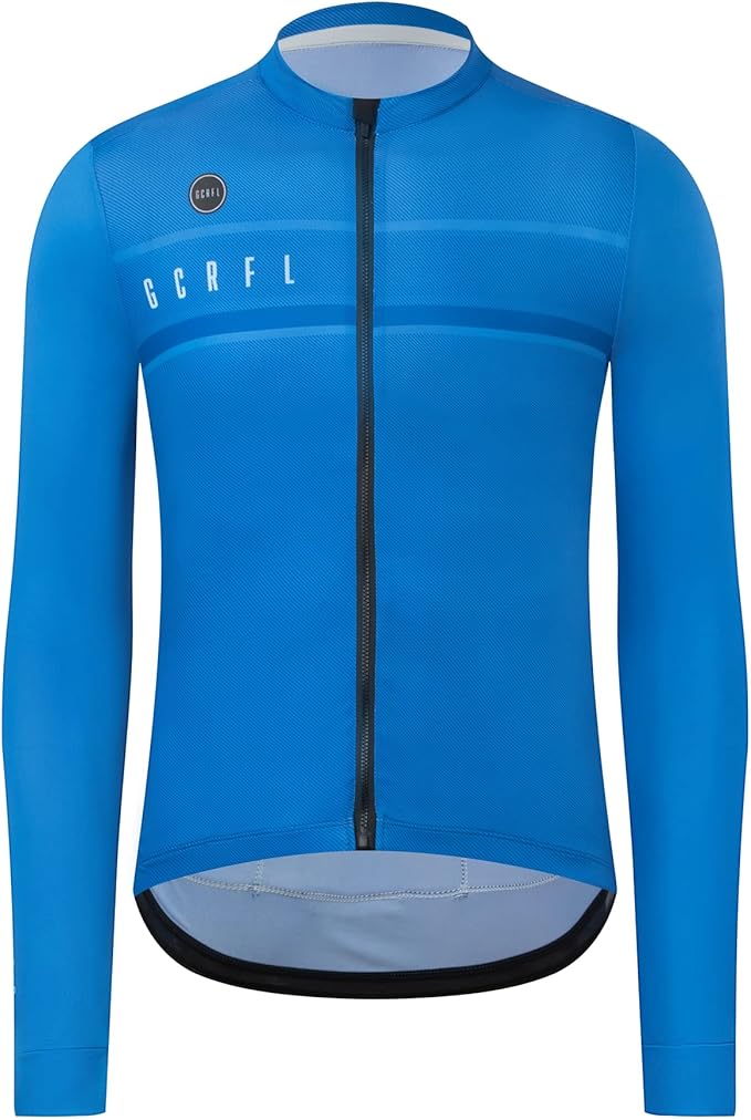 GCRFL Men's Cycling Jersey Long Sleeves Road Bike Jersey Shirt Cycling Tops, Zipper Pocket Lightweight PRO Race Fit UPF 50+