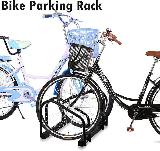 WALMANN 2 Bikes Floor Bike Stand, Bike Parking Rack Garage Bike Storage Stand Indoor/Outdoor 22-28" Wheel Stand, Max. Tire Width 2.1"