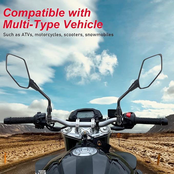 Motorcycle Mirrors, OFIG ATV Mirrors with 7/8" Handlebar Mount Compatible with Motorcycle Scooter Moped ATV Snowmobile Polaris Sportsman Dirt Bike Cruiser Chopper