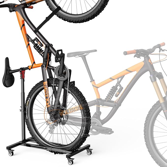 Housolution Vertical Bike Stand with Wheels up to 29", Adjustable Height, No Drilling holds up to 80lbs, Freestanding Bicycle Rack for Garage & Apartment, Bike Stand Floor for MTB/Road Bikes