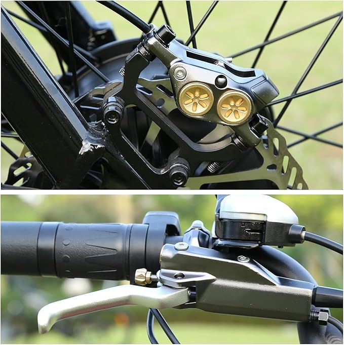 Kethvoz MTB Hydraulic Brakes Set 4 Pistons, Disc Brake Kit Front and Rear, Professional Bike Hydraulic Brakes w/ 180mm Brake Discs Rotor for E-Bike/Electric Bike Mountain Road Bicycle Biking