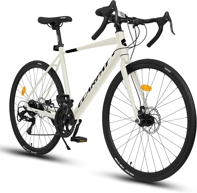 700c x 28c Road Bike with Drop Bar, 16 Speed Road Bicycle, Lightweight Aluminum Frame, Racing Bike with Dual Disc Brake for Men Women Adults, Ideal for High-Intensity Riding
