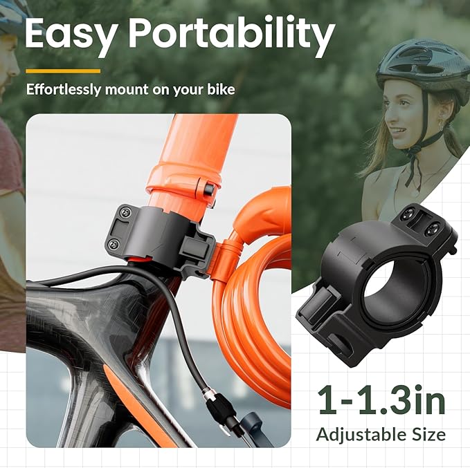 Titanker Bike Lock, Bicycle Lock 4 Feet Cable Lock 1/2 Inch Resettable Bike Lock Combination with Mounting Bracket, Bike Accessories for Bicycle, Electric Scooter, Motorcycle