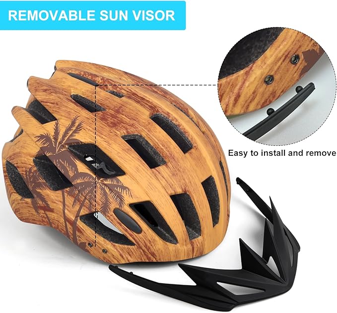 Adult Bike Helmets, Adjustable Mens Womens Bicycle Helmet, Lightweight Road Mountain Cycling Safety Sports Helmets with Detachable Visor