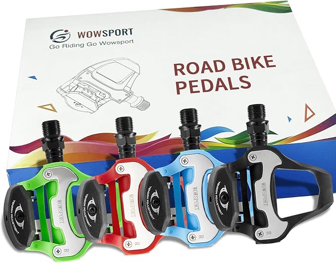 WOWSPORT SPD-SL Road Bike Pedals - Lightweight Clipless Pedals with 3-Bolt Cleats, Sealed Bearings & Nylon Composite | Shimano SPD SL Compatible