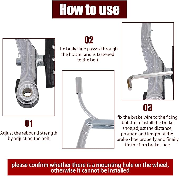 Complete V Bike Brake Set, Front and Rear Bike MTB Brake,Inner and Outer Callipers Cables Lever Kit with Calipers Levers Cables Multi-Tool Wrenches (Silver)