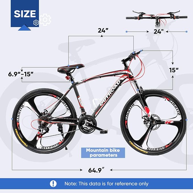 Betterland 26 Inch Mountain Bike, 7-Speed Adult Bike with Dual V Brakes, Outdoor Cycling Bike with High Carbon Steel Frame and Front Suspension, Adjustable Ergonomic Seat for Bicycle