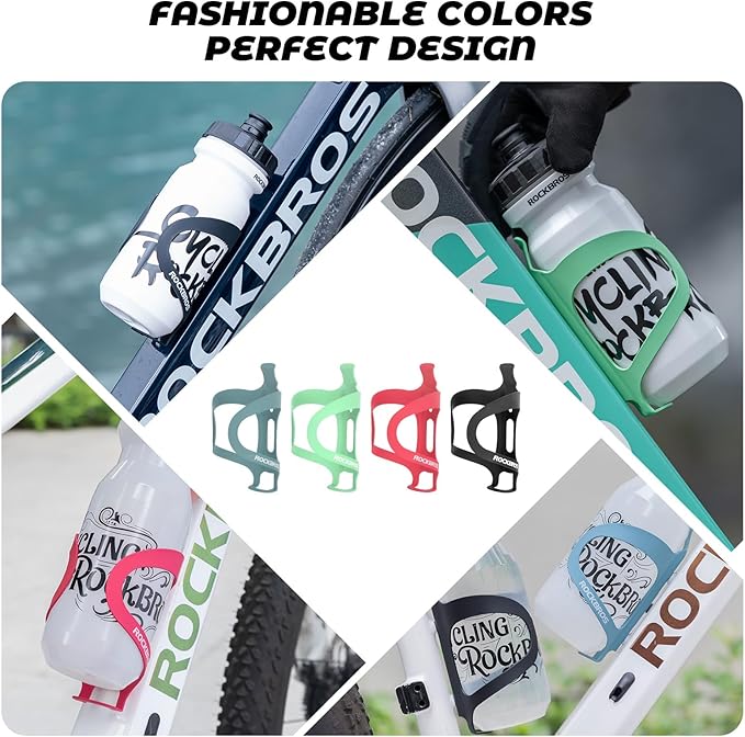 ROCKBROS Bike Water Bottle Cage Holder Lightweight Alloy Aluminum Bicycle Water Bottle Holder Cages Secure Hold Brackets for MTB, Road,Gravel Bike，Grey