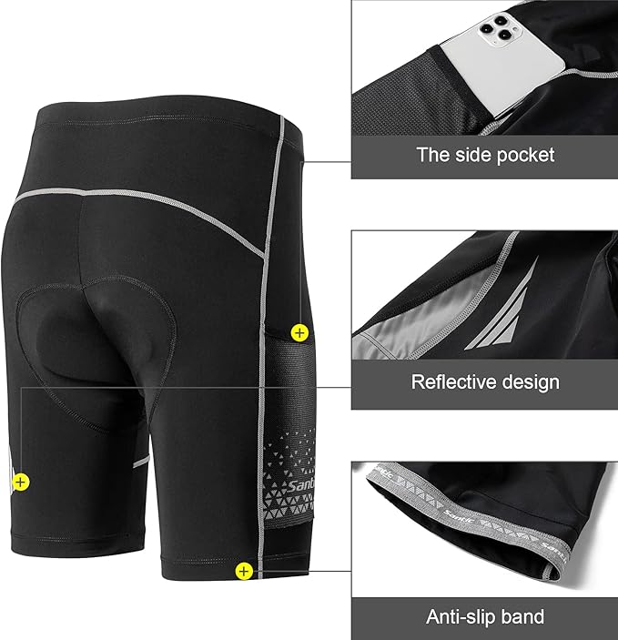 Santic Men's Cycling Shorts Padded Bicycle Riding Pants Bike Biking Clothes Cycle Wear Tights