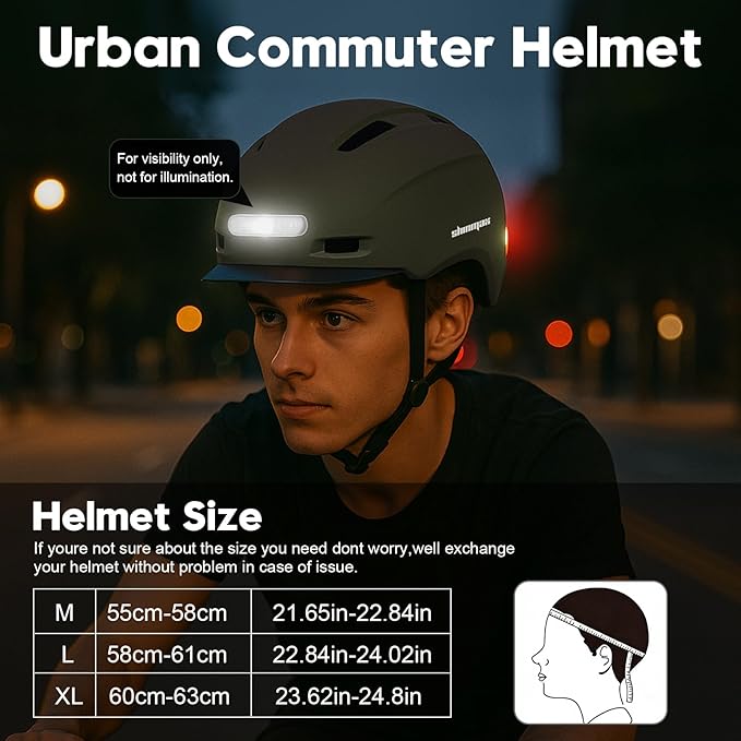 Bike Helmet, Shinmax Adult Cycling Helmet with USB Rechargeable LED Front and Back Light Bicycle Helmets for Men Women