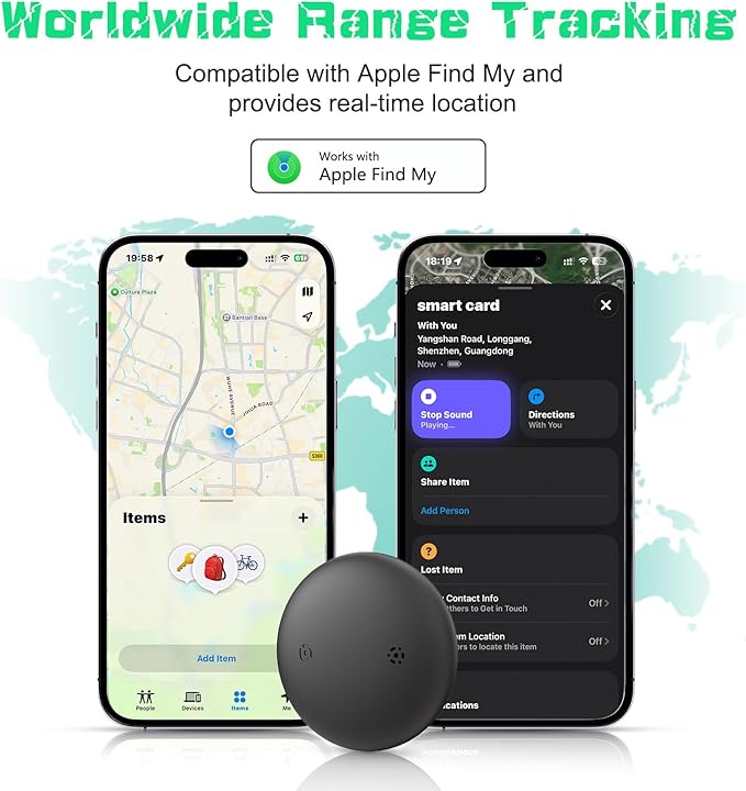 GPS Tracker for Vehicles (iOS Only), Mini Magnetic GPS Car Tracker Devices Hidden,No Subscription Work with Apple Find My Locator Bluetooth Waterproof Tracker Tag for Cars Bikes Key Pets Motorcycle