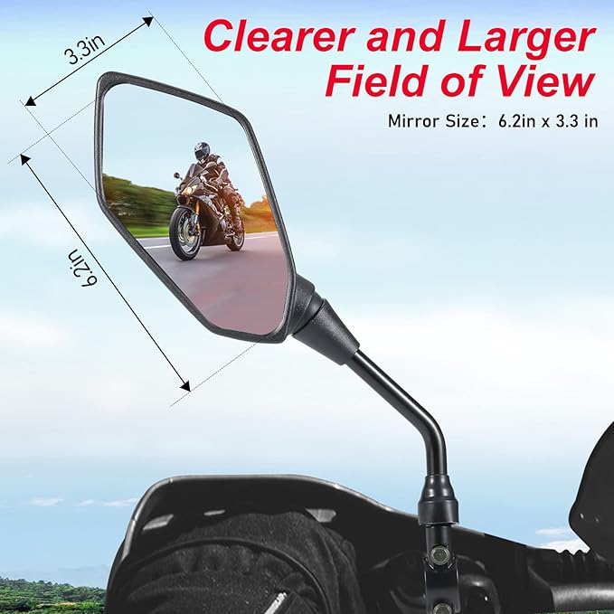 Motorcycle Mirrors, OFIG ATV Mirrors with 7/8" Handlebar Mount Compatible with Motorcycle Scooter Moped ATV Snowmobile Polaris Sportsman Dirt Bike Cruiser Chopper