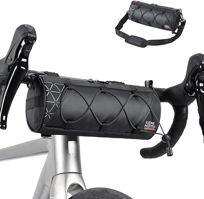 KEMIMOTO Bike Handlebar Bag with Waterproof Rain Cover Front Bike Bag for Bicycles - Water-resistant Dual Zippers for Mountain Road Bike, Cycling Commuter Shoulder Bag Professional Bicycle Accessories