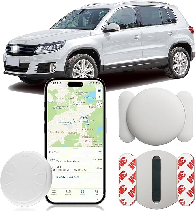 Mini GPS Tracker for Vehicles,Car GPS Tracker Work with Apple Find My(iOS Only),No Monthly Fee Mini Hidden Car Tracker with Magnetic Case (White,1PCS)