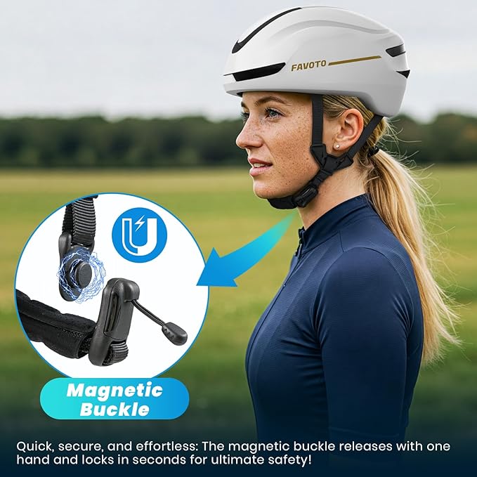 Favoto Smart Bike Helmet with Light – Dual Shell CPSC Certified Ebike Helmet with Turn Signals for Road Cycling City Commuting