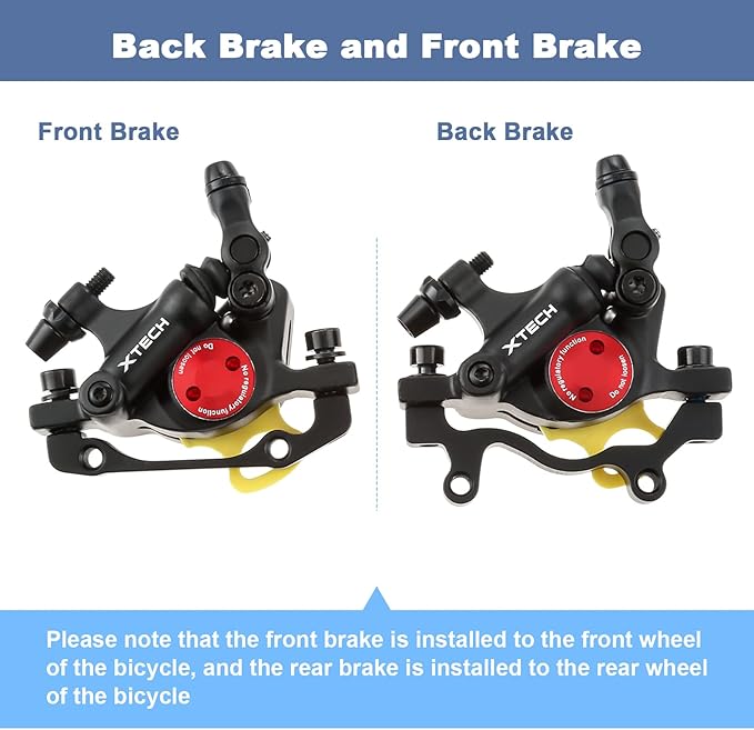 HB-100 Line Pulling Hydraulic Disc Brake Calipers, Mechanical Disc Brakes for MTB, Mountain Bike, E-Bike and Electric Bike 2PCS Front/Rear Black
