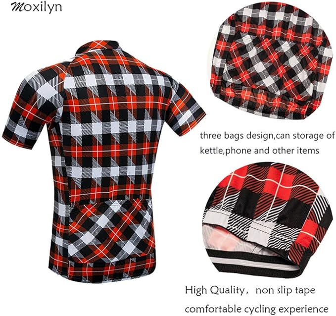 MOXILYN Men's Cycling Jersey Full Zip Riding Clothing Mountain Bike Tops Quick Dry - Bike Shirts