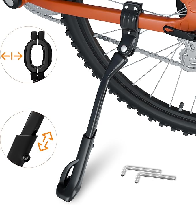 NICEDACK Bike Kickstand, Adjustable Kickstand Aluminium Alloy Bicycle Kickstand for Mountain Bike/700 Road Bike/BMX/MTB 26'' 27.5'' 28 29 inches Adults Bike