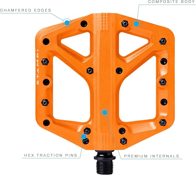 Crankbrothers Stamp Flat MTB Pedals - Size-Specific, Lightweight, Versatile, Durable Bike Pedals