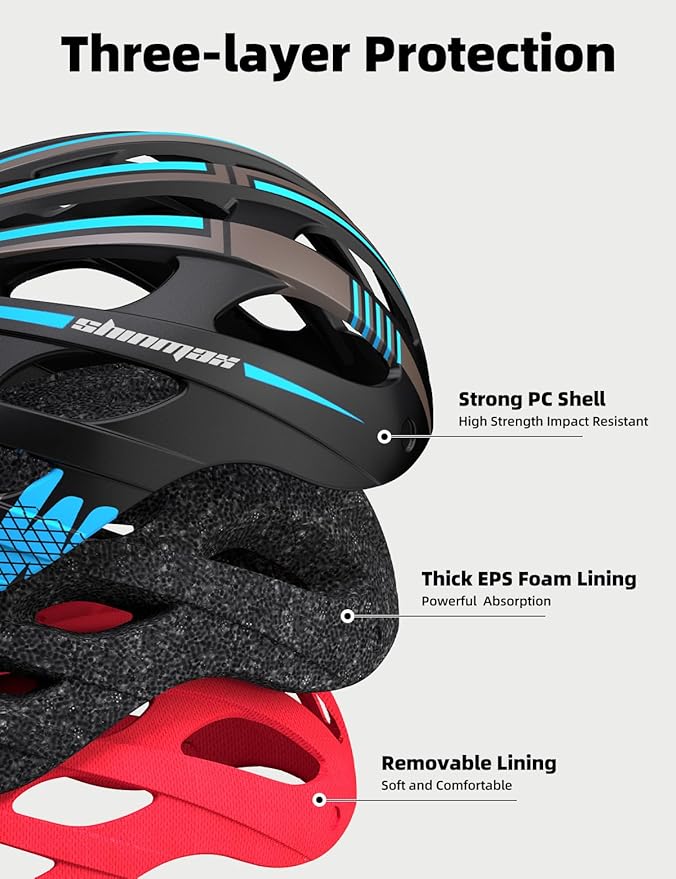 Shinmax Bike Helmet with USB Rechargeable Light & Detachable Magnetic Goggles UV Protective, Bicycle Helmet Men Women Mountain Road Adjustable Adult Cycling Helmet (WT-049)
