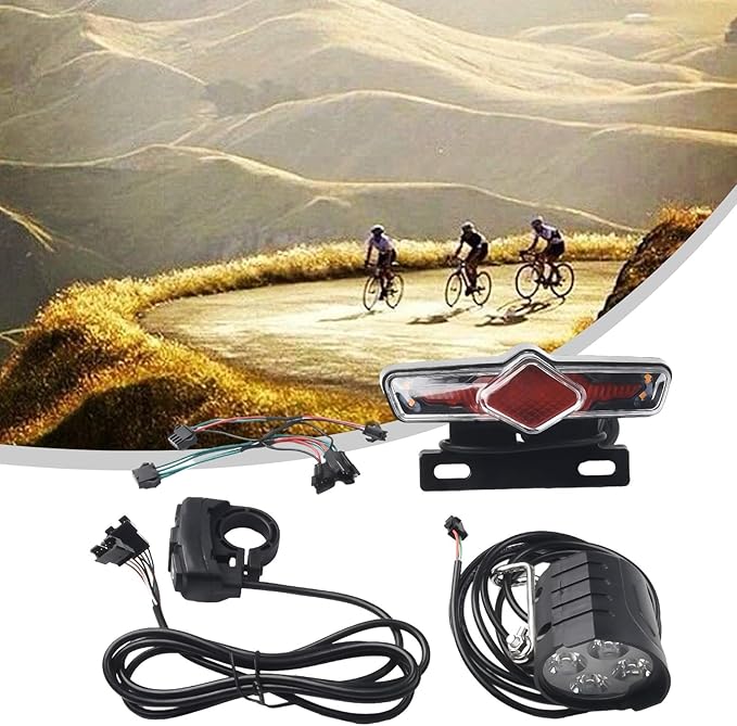 1 Set Ebike Headlight And Tail Light Sets, Electric Bike Front Lighst Rear Lights DK336 Switch Cable Kit, 12V-72V LED Light Set Headlight-Taillight Lights DK336 E-Bike-Light Sets LCD Display