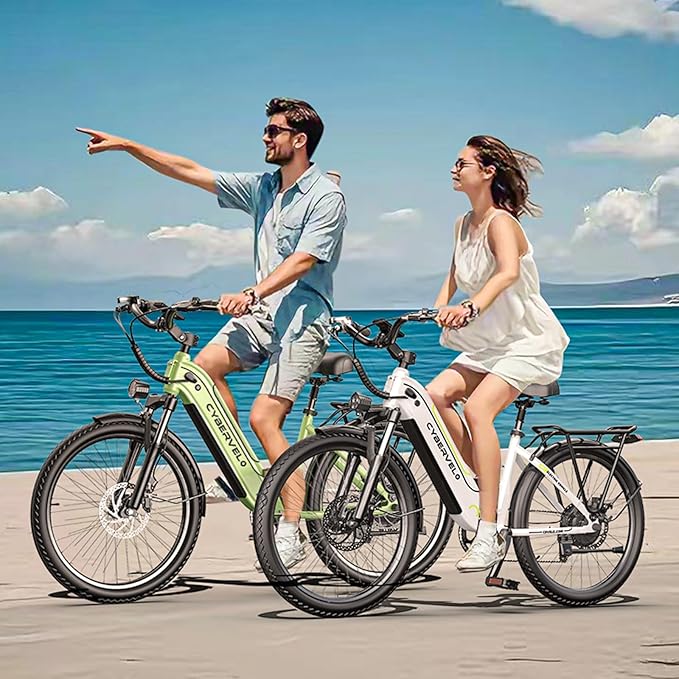 1000 Peak Electric Bike for Adults,up 80 Miles Removable Battery Ebike, 26" Electric E Bike with 7-Speed,Adult Electric Bicycles for Commute Beach Snow White Womens All Terrain
