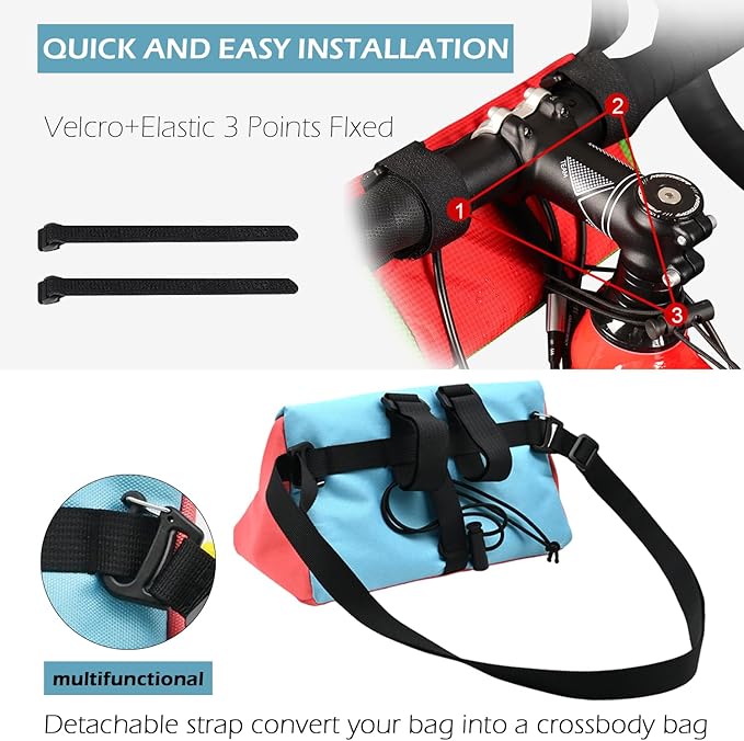 Bike Handlebar Bag, Bicycle Front Bag, Kids Handle Bar Bag, Storage Bag with Shoulder Strap for Men Women Kids Outdoor Road MTB Cycling