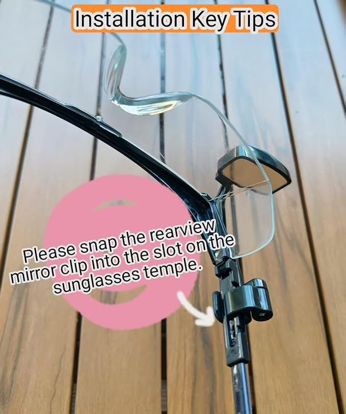Helmet Mirror For Cycling Glasses or Helmet,360° Adjustable, Lightweight 15g HD Rearview Mirror, Clip-On Safety Cycling for Eyeglasses Wide-Angle Vision