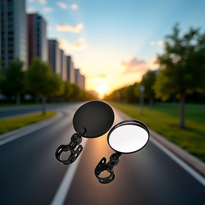 2Pcs Black Adjustable Rear View Mirror for Bikes, Safe Universal Rearview Mirror for Handlebars, Wide Angle Acrylic Convex Safety for Adult Bikes/Kids/Road/Mountain Bike