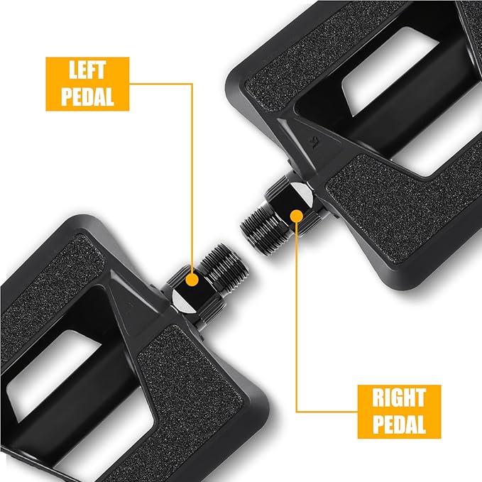 Bike Pedals - Non-Slip Plastic Pedals with Reflectors, Lightweight 9/16" Platform Fits City/Road/Hybrid/E-Bikes/Beach Cruiser/Most Adult Bikes