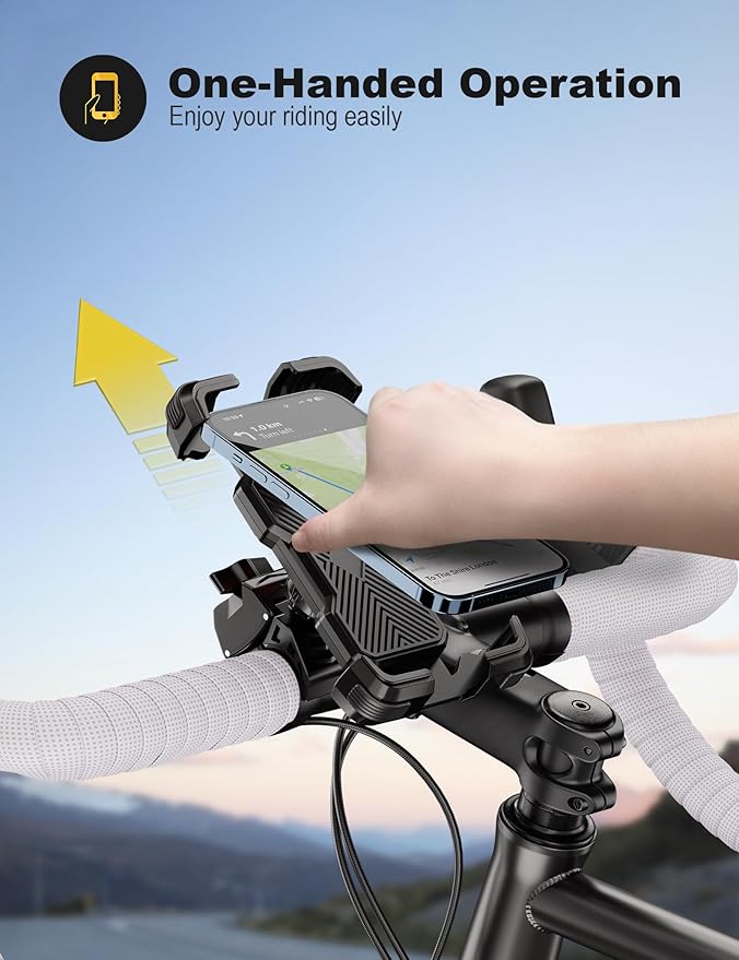 Bike Phone Holder, Universal Motorcycle Phone Holder with 360 Rotate for 4.7-6.8 Inch Smartphones, Compatible with Road Bike MTB Scooter