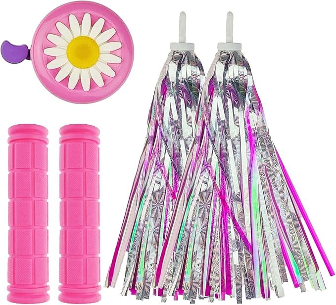 1 Pair Bicycle Bike Handlebar Scooter Streamers,1 Pack Bike Bell and 1 Pair Bicycle Bike Grips