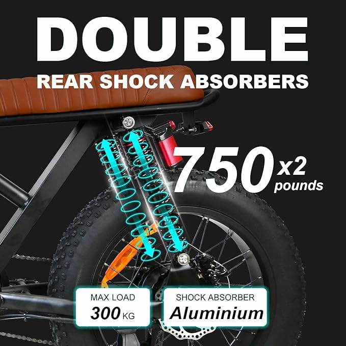 Electric Bicycle for Adults 750W Motor 21MPH 50 Miles Removable 48V Battery, 20/16"x4.0"Fat Tire Dual Disc Brakes, ebike Suitable for City Commuting