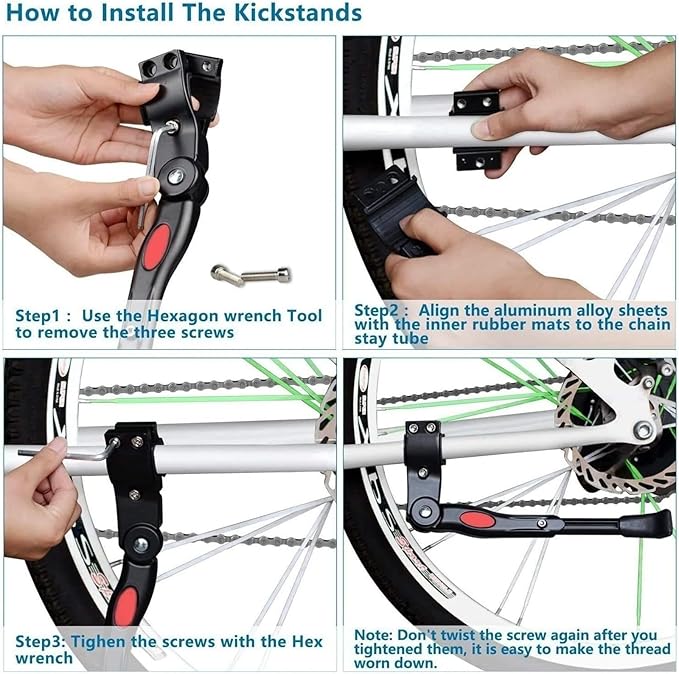 Adjustable Bike Kickstand Aluminum Alloy Non-Slip Rear Side Bicycle Kick Stand For 22 24 26 27 Road Bike/BMX/MTB