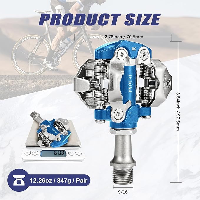 SPD Bike Pedals, 9/16 "Mountain Bike Pedal, Aluminum Alloy Sealed Clipless Pedals Compatible with SPD Type Cleats - Easy Clip in & Out