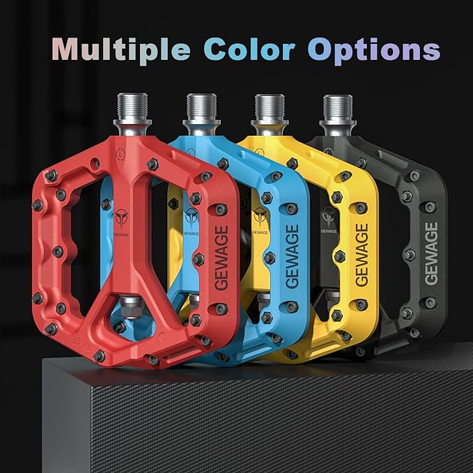 Mountain Bike Pedals - 9/16" Nylon Fiber Bicycle Flat Pedals -Bicycle Platform Pedals for Road Mountain BMX MTB Bike