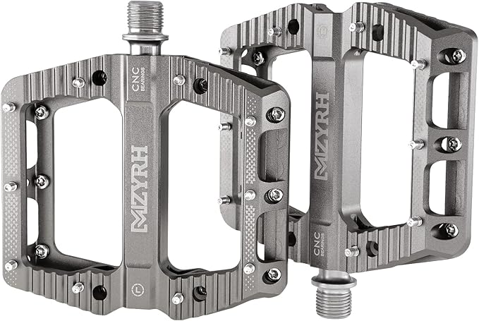 MZYRH Road/Mountain Bike Pedals MTB Pedals Bicycle Flat Pedals 3 Bearings 9/16” Aluminum Alloy Bicycle Platform Pedals for BMX MTB