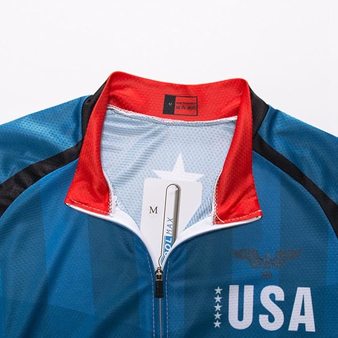 Weimostar Men's USA Cycling Jersey Short Sleeve Biking Shirts Breathable with Pockets