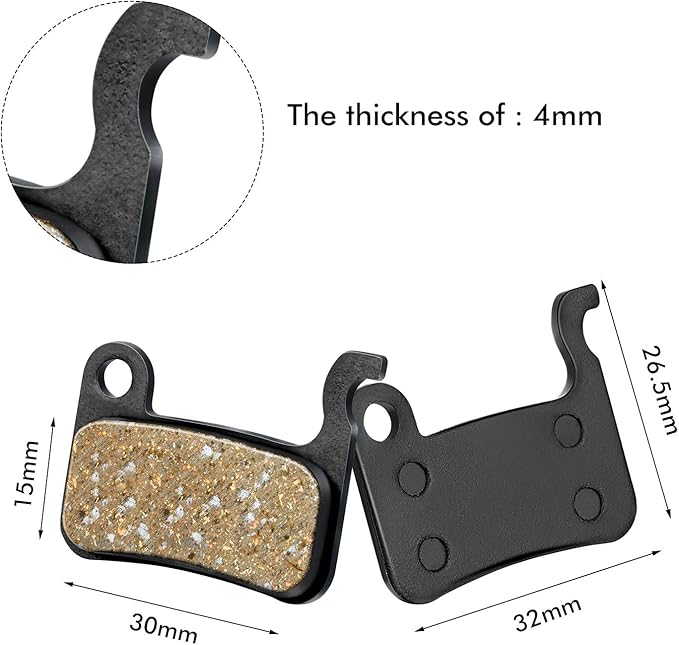 Boao 4 Pairs Resin Brake Pads - Bicycle Disc Brake Pads Compatible with Shimano Deore XT XTR LX SLX Hone Alfine Saint