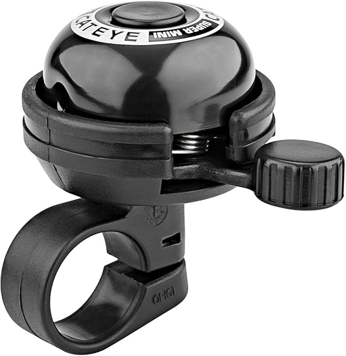 CATEYE PB-600 Super Mini Bell – Compact and Lightweight Bolt-on Aluminum Bike Bell with Loud 88db Sound, Fits 22 mm Handlebars, Fits Road, MTB, Kids Bikes