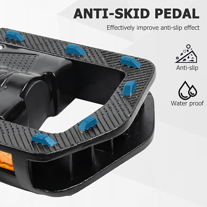 Folding Bike Pedals, Mountain Bike Pedals CNC Aluminum Bicycle Flat Pedals, 9/16'' with Reflective Strips | Non-Slip | Waterproof | Wide Flat Cycling Pedals for E-Bike, Urban Commute, MTB Bikes