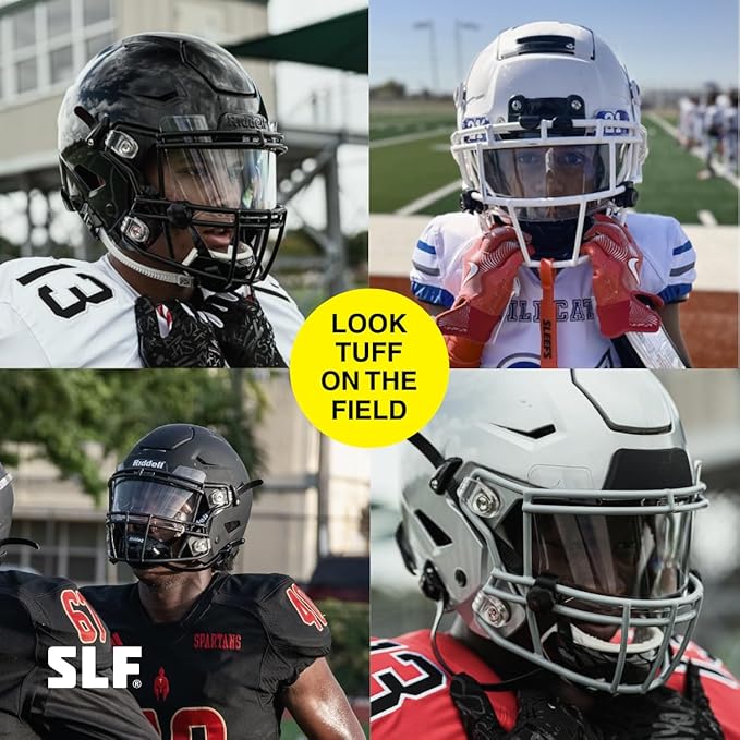 SLEEFS Clear Football Visor for Helmet - Professional Football Visor - Face & Eye Shield - Fits Youth & Adult Helmets - Includes Quick Visor Clips for Easy Installation