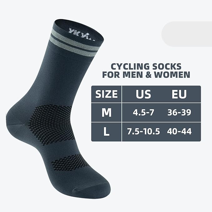 YKYWBIKE Cycling Socks for Men Women-Athletic Crew Bike Socks,Compression Biking Socks for Men Cycling,MTB Riding Socks