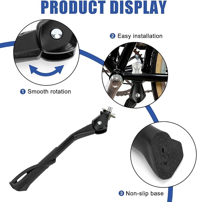 Center Mount Bike Kickstand 24"-29", PSLER Adjustable Kickstand Non-Slip Bicycle Leg Kick Stand Fit for Mountain Bike Racing Bike Road Bike Adult Bikes